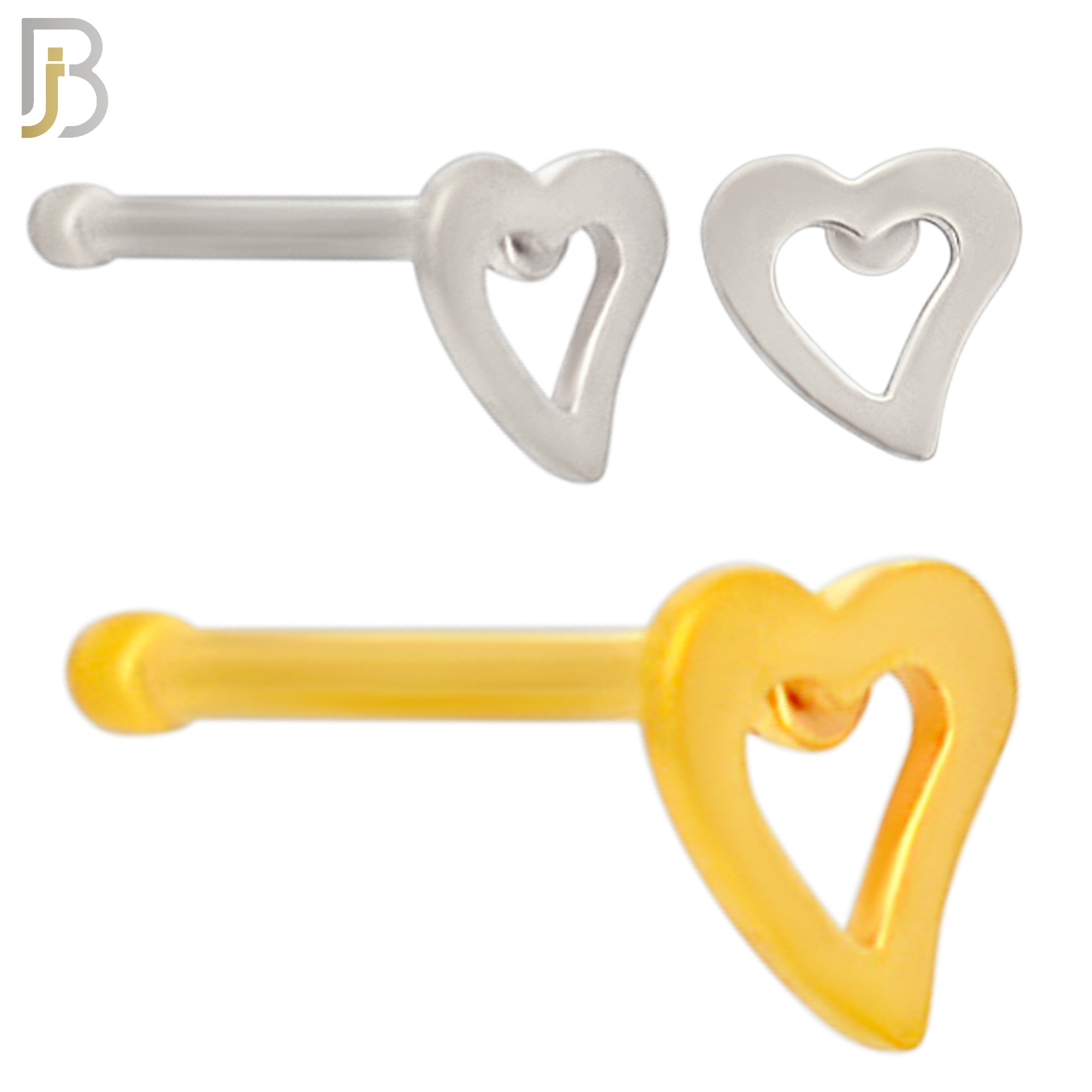 NR40B - 316L Surgical Steel Nose Bone Plain Curved Hollow Heart Design (PACK OF 6) image 0