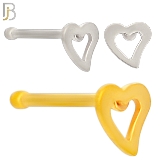 NR40B - 316L Surgical Steel Nose Bone Plain Curved Hollow Heart Design (PACK OF 6) image 0