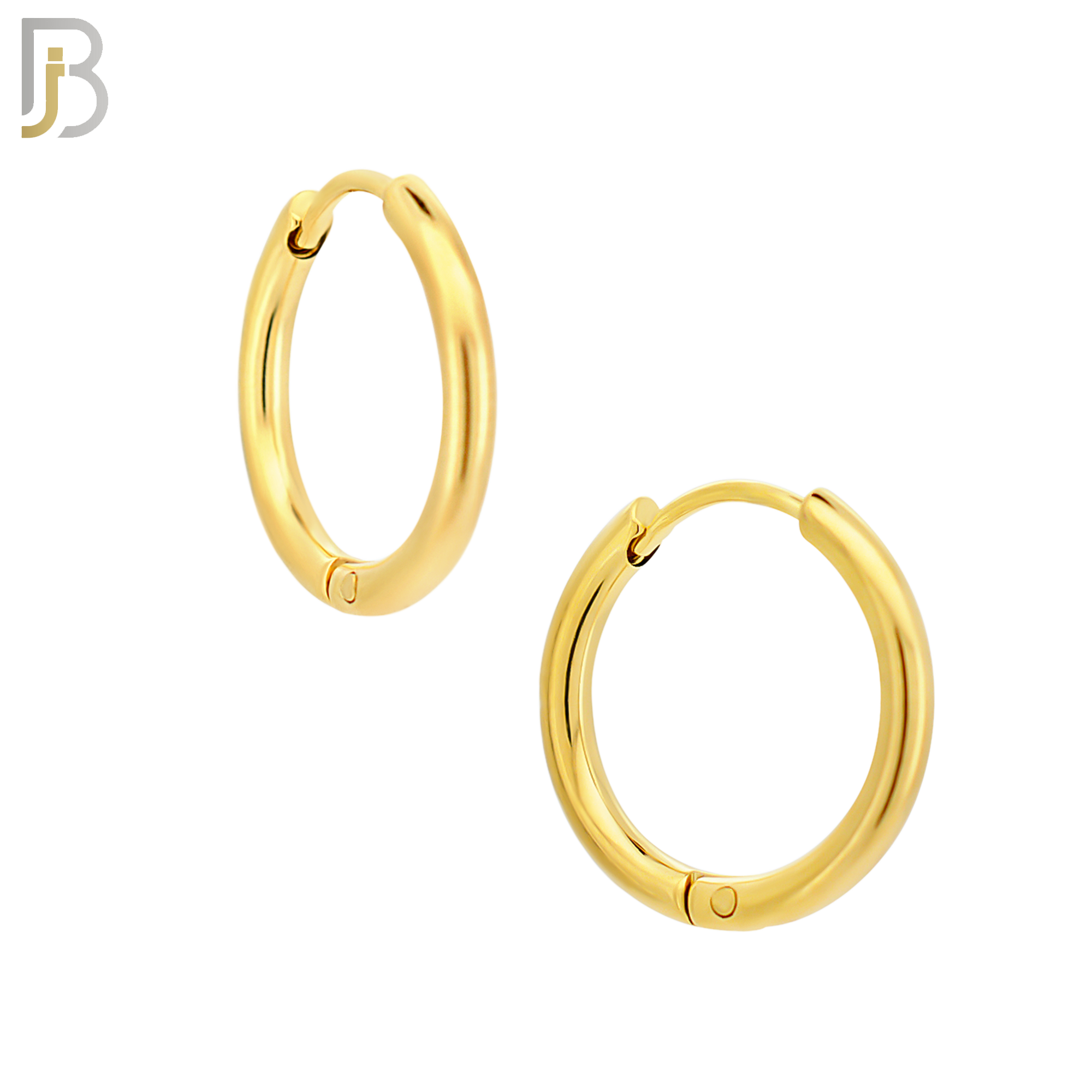 ES95G - 316L Stainless Steel Gold Plated 2mm Thickness Plain Hoops Design Huggies Clip On image 3