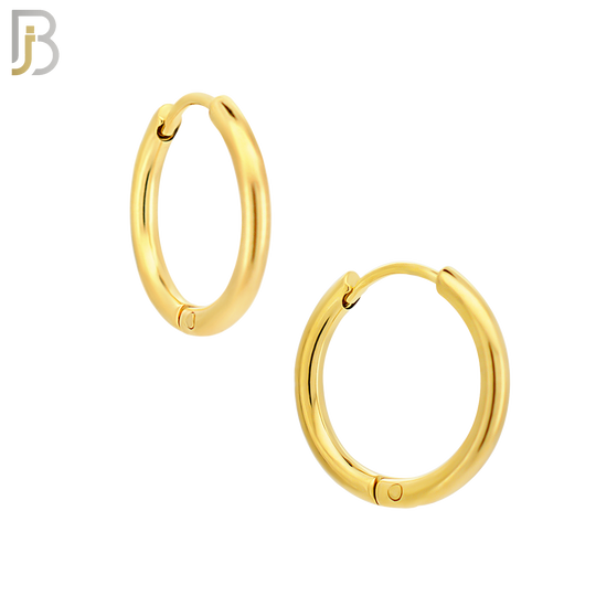 ES95G - 316L Stainless Steel Gold Plated 2mm Thickness Plain Hoops Design Huggies Clip On image 3