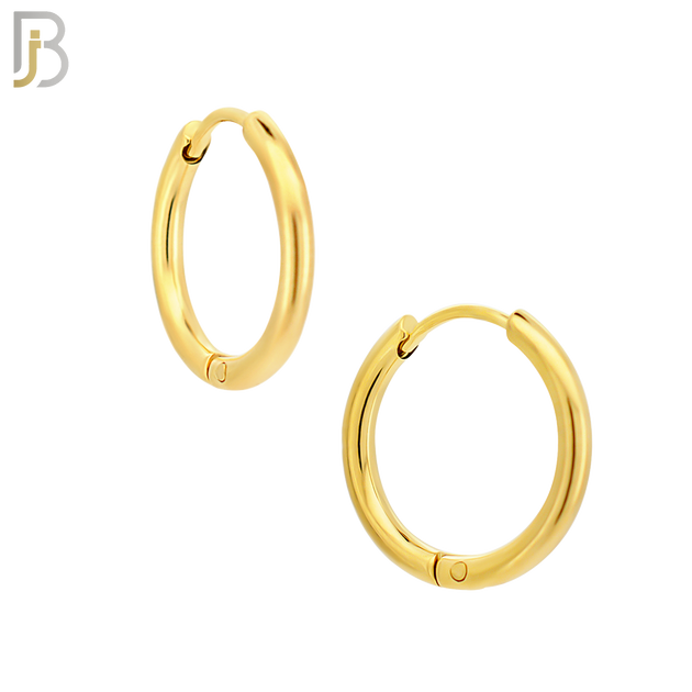 ES95G - 316L Stainless Steel Gold Plated 2mm Thickness Plain Hoops Design Huggies Clip On image 3