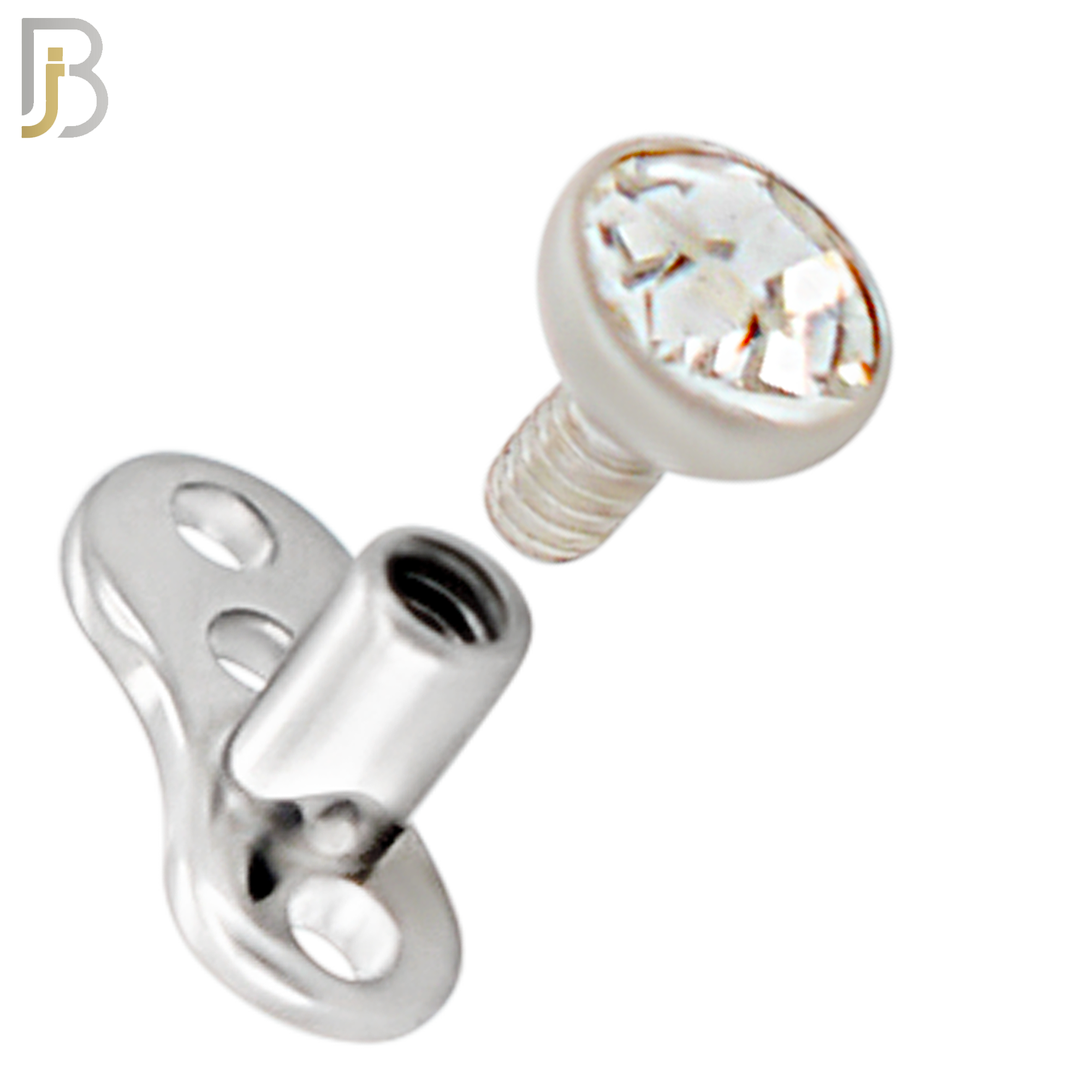 DM05 - 14G Titanium with Surgical Steel Bezel Set CZ Dermal Top Set of 4 Top image 4