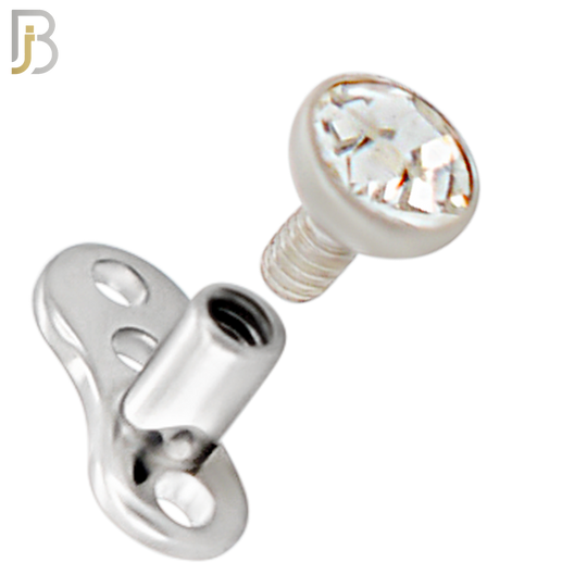 DM05 - 14G Titanium with Surgical Steel Bezel Set CZ Dermal Top Set of 4 Top image 4
