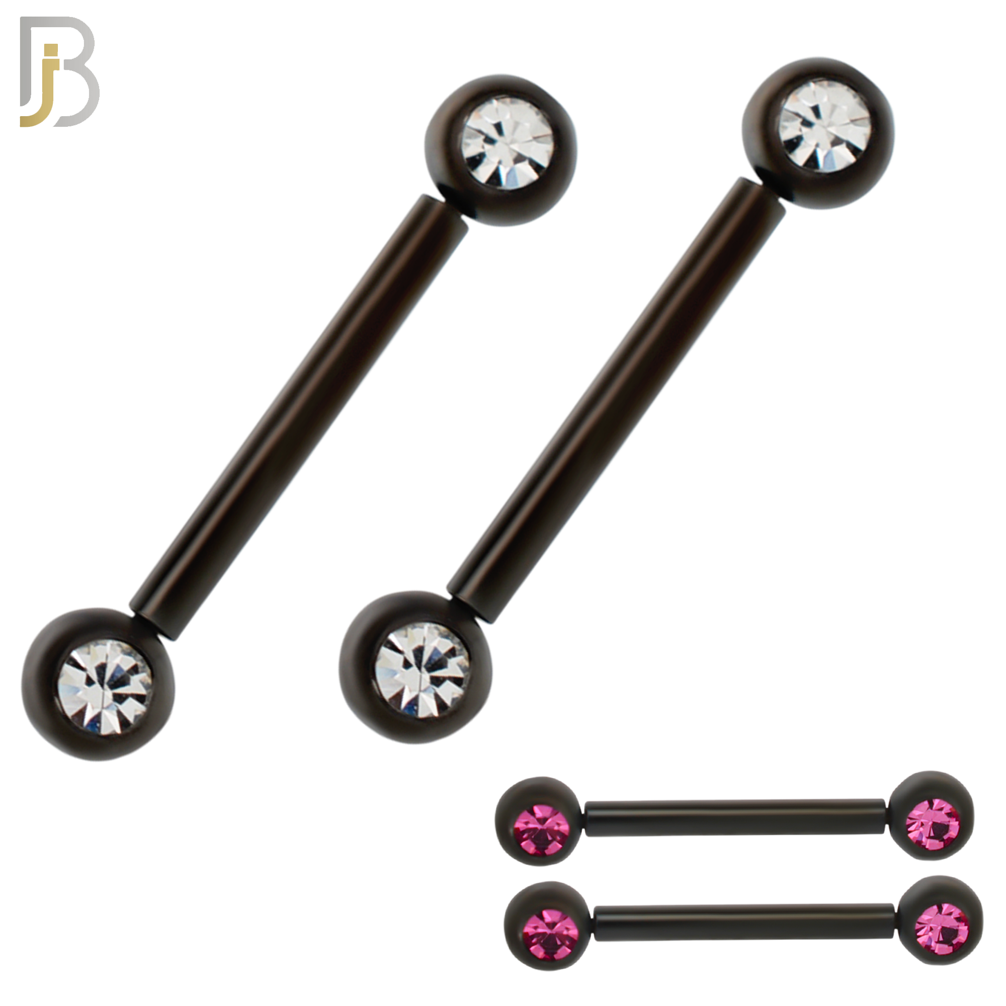 NP16K - 316L Surgical Steel Black Plated Push In Round Bezel Zircon Nipple Ring Piercing image 0