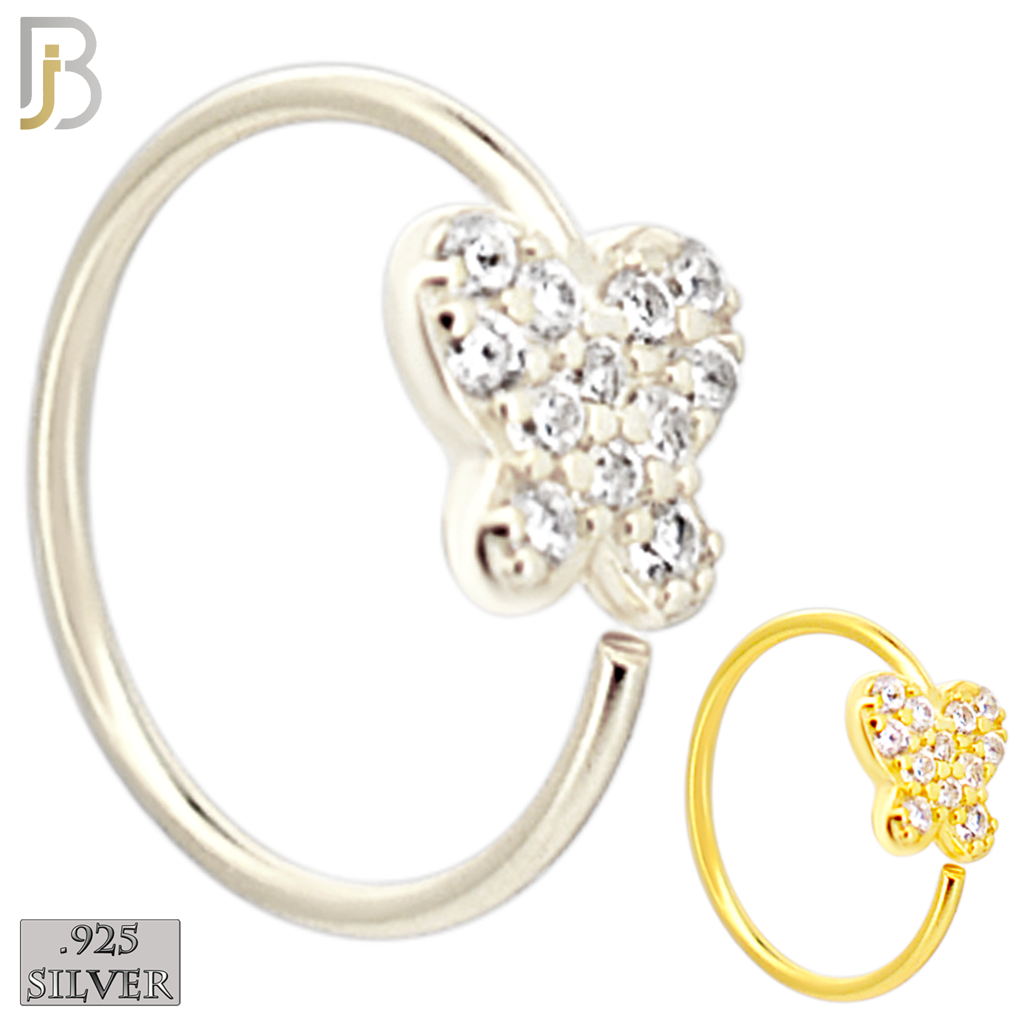 925-CT118 -  925 Sterling Silver Butterfly Hoop with Multi CZ (Pack of 6) image 0