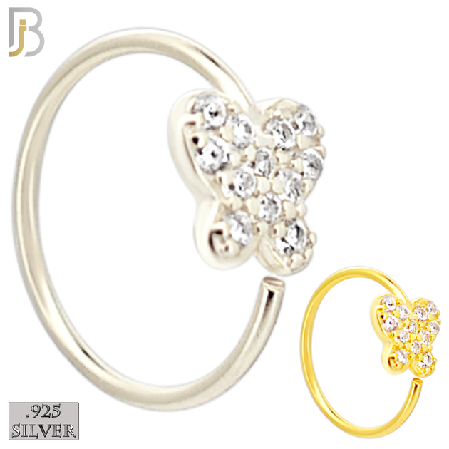 925-CT118 -  925 Sterling Silver Butterfly Hoop with Multi CZ (Pack of 6) image 0