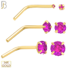 14-NR10YPS-22 -  22g - 14k Yellow Gold L-Shaped Nose Ring with Pink Sapphire in Prong Setting image 0