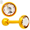 TB118GC -  Gold Plated Clear Color 316L Stainless Steel Bezel Tragus/Cartilage Barbell (PACK OF 6) image 3