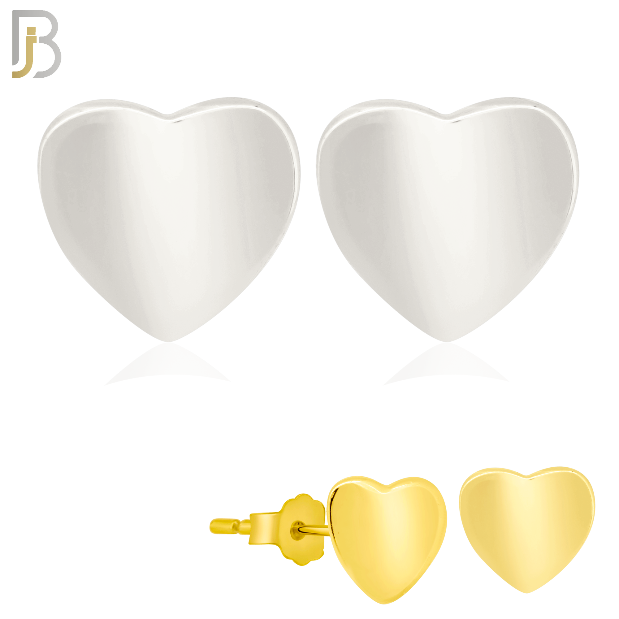 925-ES203 - Push Back - .925 Sterling Silver Plain Heart Design Earring Stud image 0