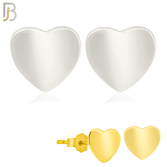 925-ES203 - Push Back - .925 Sterling Silver Plain Heart Design Earring Stud image 0