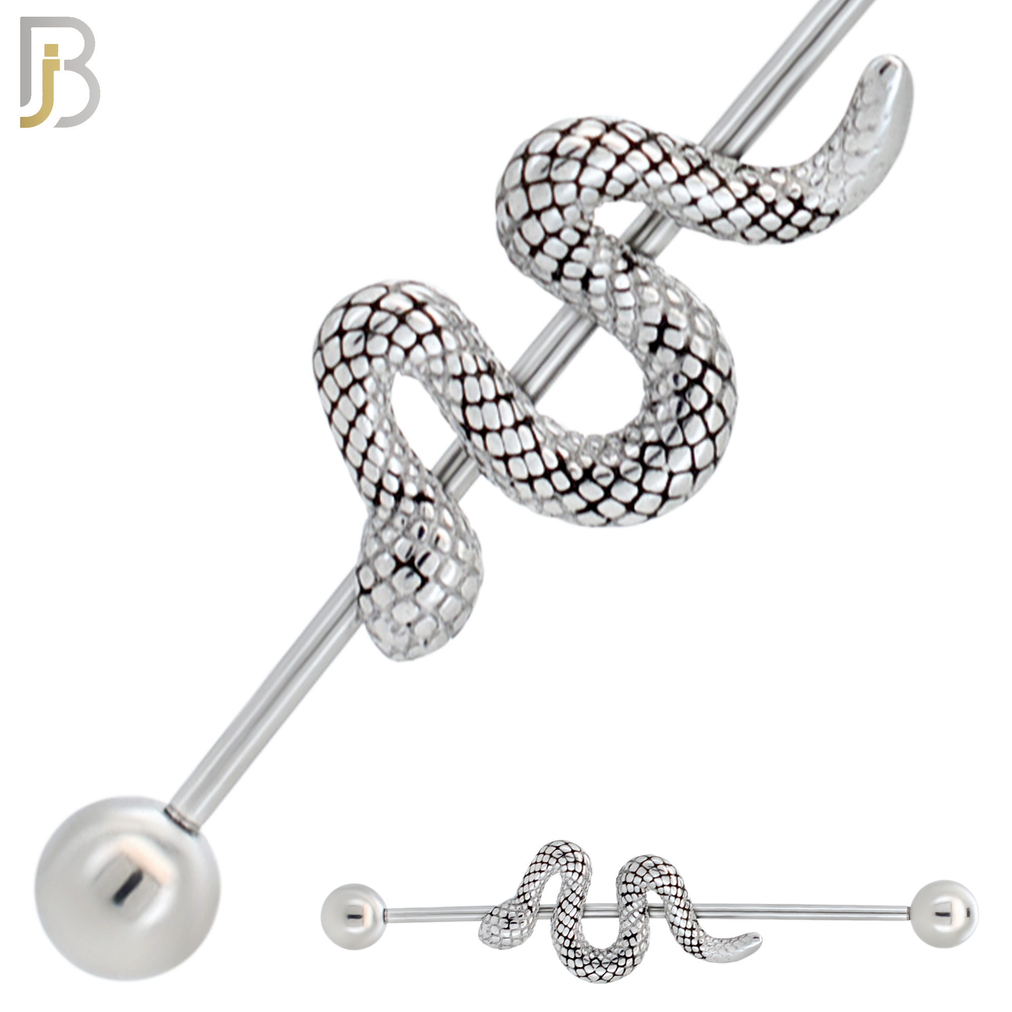 BB62 - 316L Surgical Steel Snake Industrial Barbell (Pack of 6) image 0