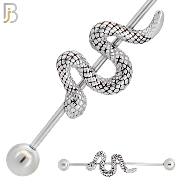 BB62 - 316L Surgical Steel Snake Industrial Barbell (Pack of 6) image 0