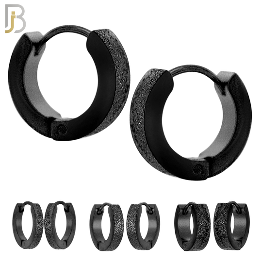 ES86K - 316L Stainless Steel Black Plated Sandpaper Design Huggies Clip On image 0