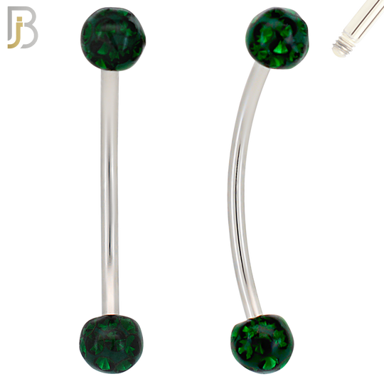 EC05S16-14 - 16g Thickness 316L Surgical Steel Snake Eye 14mm Long Curved Barbell Coated Multi Zircon Externally Threaded (PACK OF 4) image 1