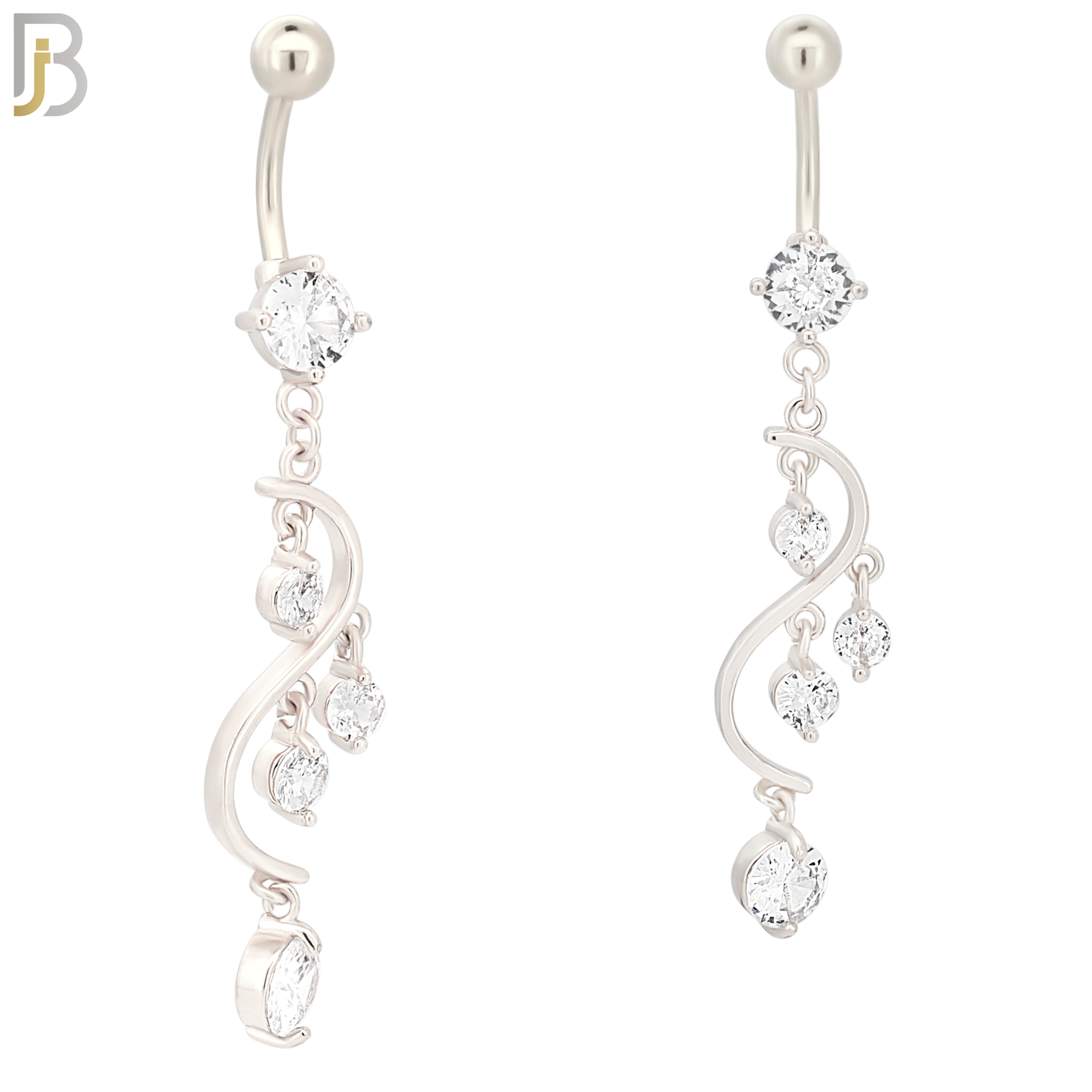 N073 - 316L Stainless Steel Dangling Chandelier Design Belly Ring with 5mm Screw Ball image 1