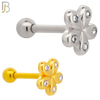 TB04 - 316L Surgical Steel Flower Design with Zircon Tragus Barbell Cartilage Piercing Screw Ball (PACK OF 6) image 0