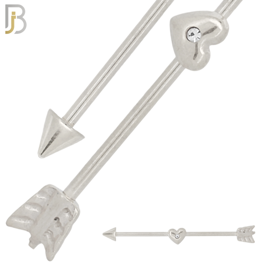 BB38 - 316L Surgical Steel Screw Bar with Alloy Arrow with Heart Design Barbell Industrial (PACK OF 6) image 0