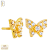 14-LB123 - 14k Yellow Gold Cubic Zirconia Studded Butterfly Labret image 1