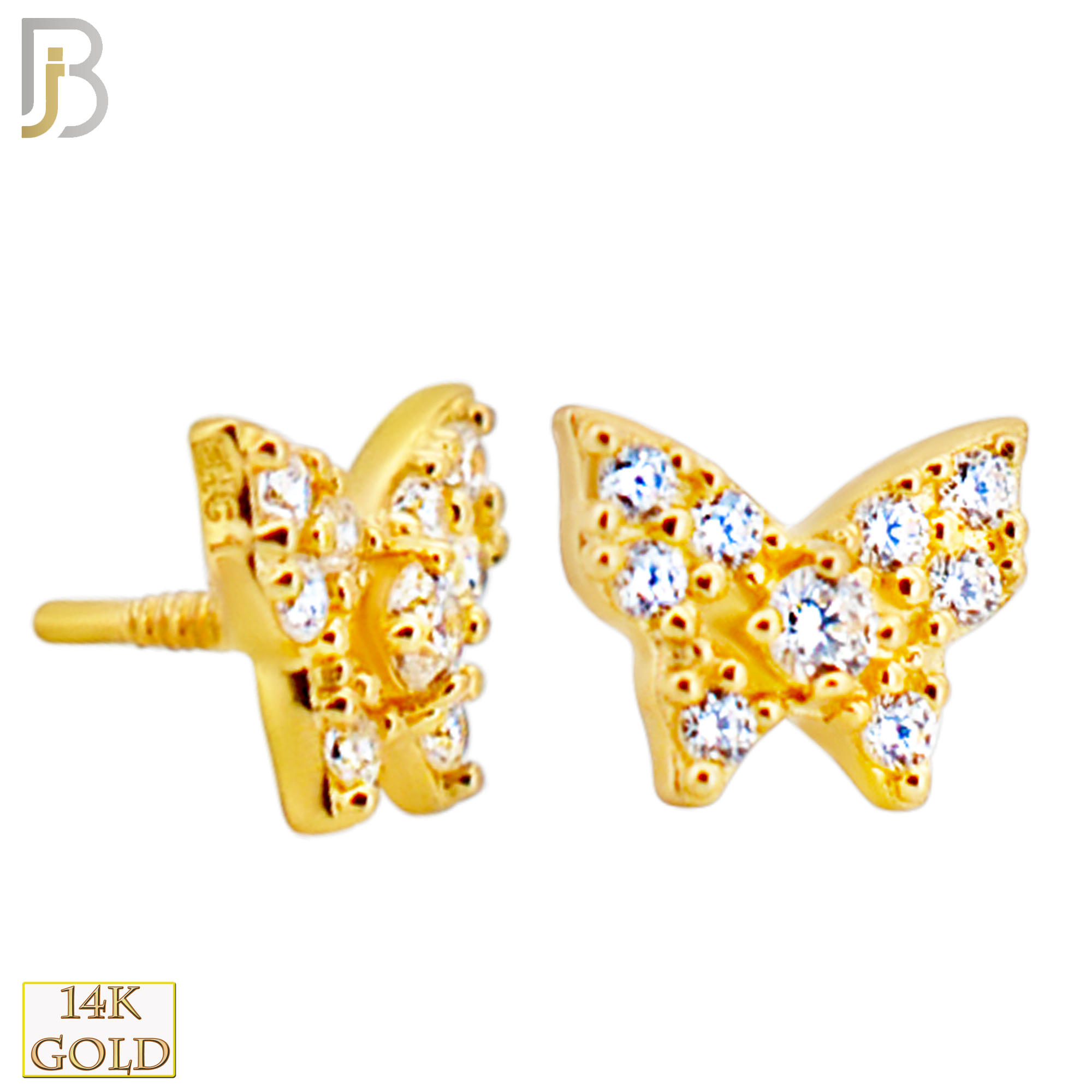 14-LB123 - 14k Yellow Gold Cubic Zirconia Studded Butterfly Labret image 1