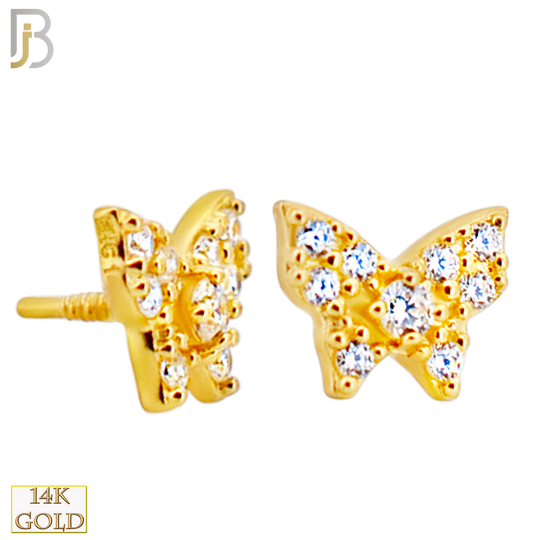 14-LB123 - 14k Yellow Gold Cubic Zirconia Studded Butterfly Labret image 1