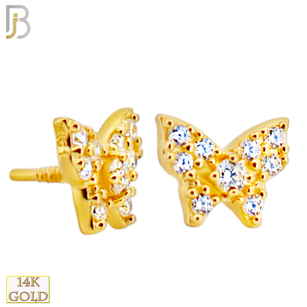 14-LB123 - 14k Yellow Gold Cubic Zirconia Studded Butterfly Labret image 1