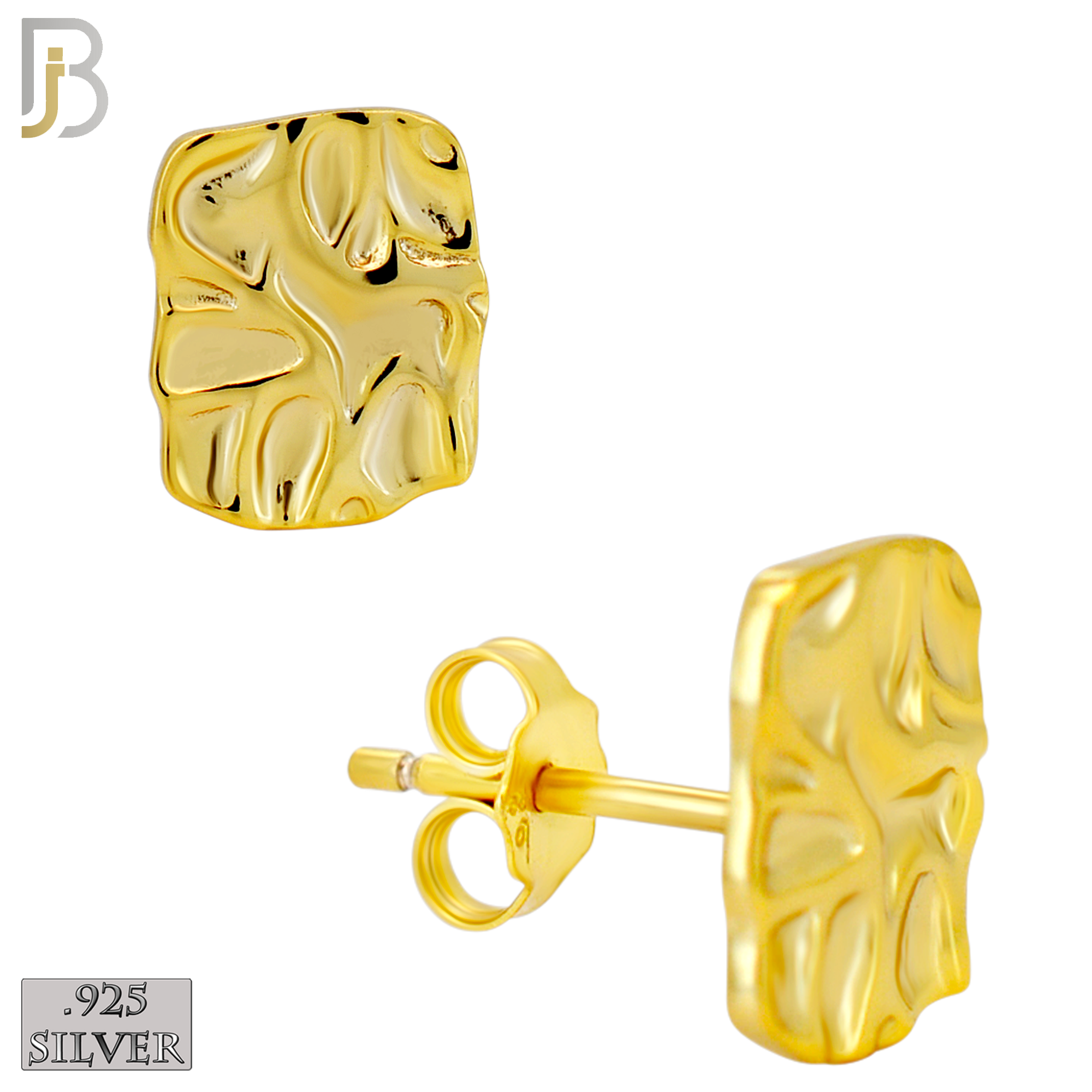 925-ES518 - 925 Sterling Silver Flat (Thin) Rectangle Nugget Push Back Earrings image 3