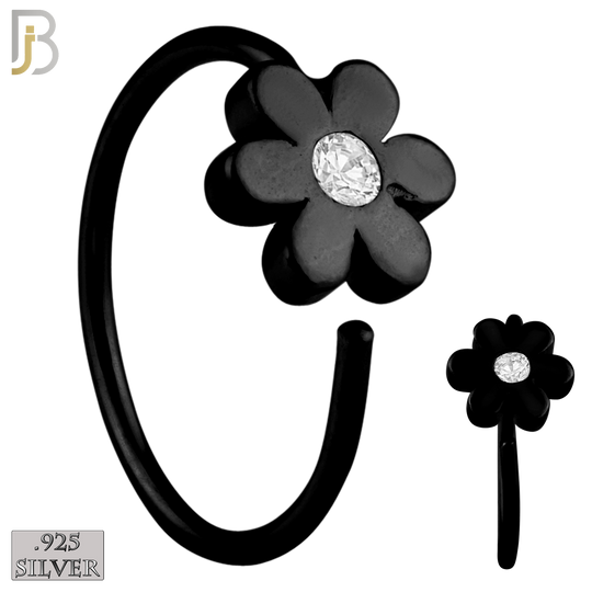 925-CT07 - 925 Sterling Silver 22g Thickness Flower with CZ Hoops Piercing (PACK OF 6) image 3
