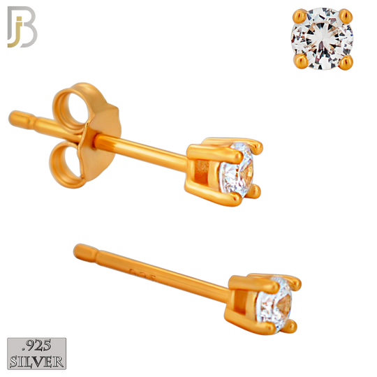 925-ES71-RC - .925 Sterling Silver Rose Gold Plated Earring Stud Casting Round Prong Setting Clear Zircon image 2