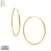 925-ES310G - .925 Sterling Silver in Gold Plating Plain Hoop Earrings - 31mm image