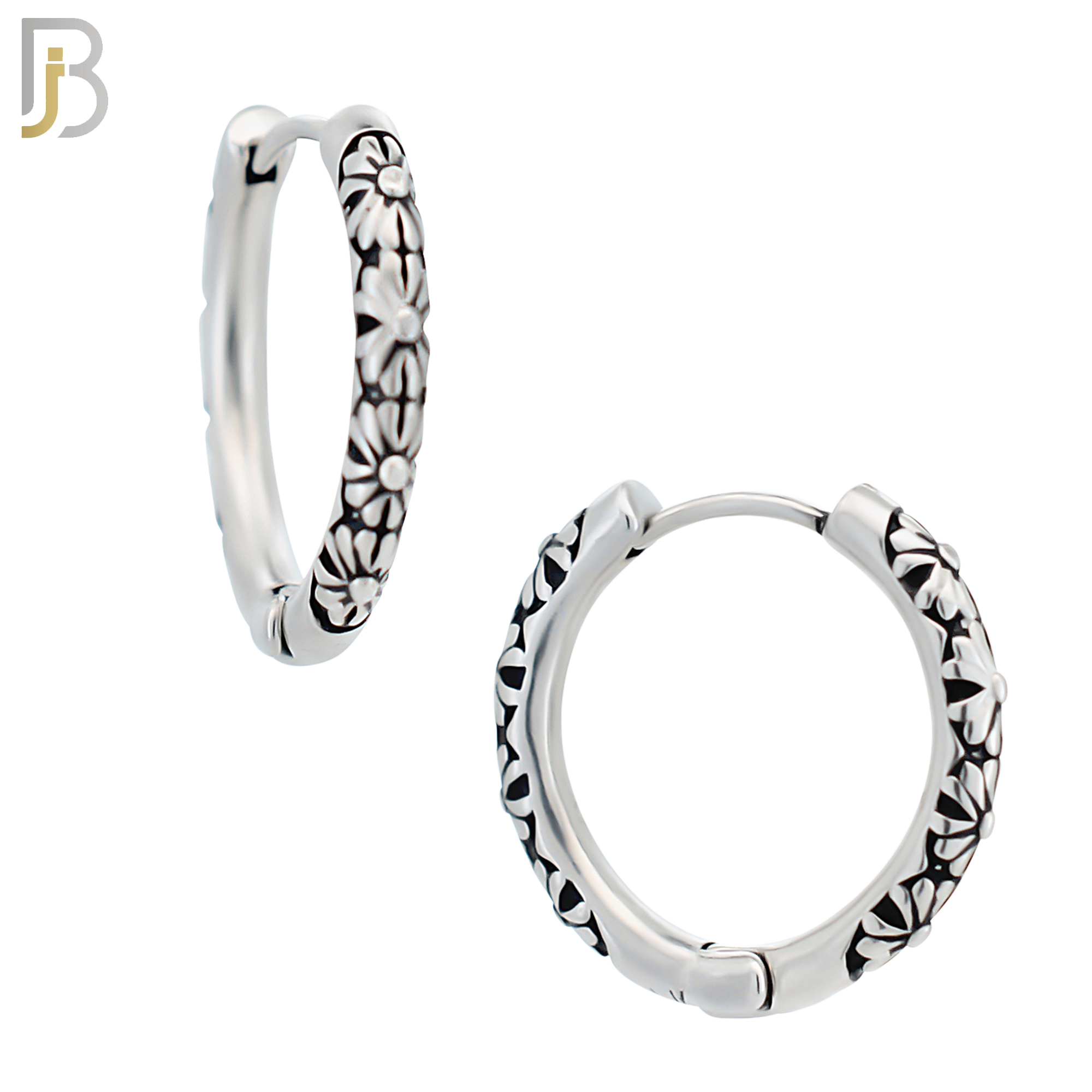 ES129 - Stainless Steel Vintage Tribal Daisy Flower Huggies Hoops Earrings image 5