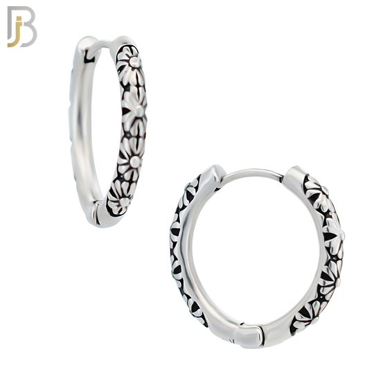 ES129 - Stainless Steel Vintage Tribal Daisy Flower Huggies Hoops Earrings image 5