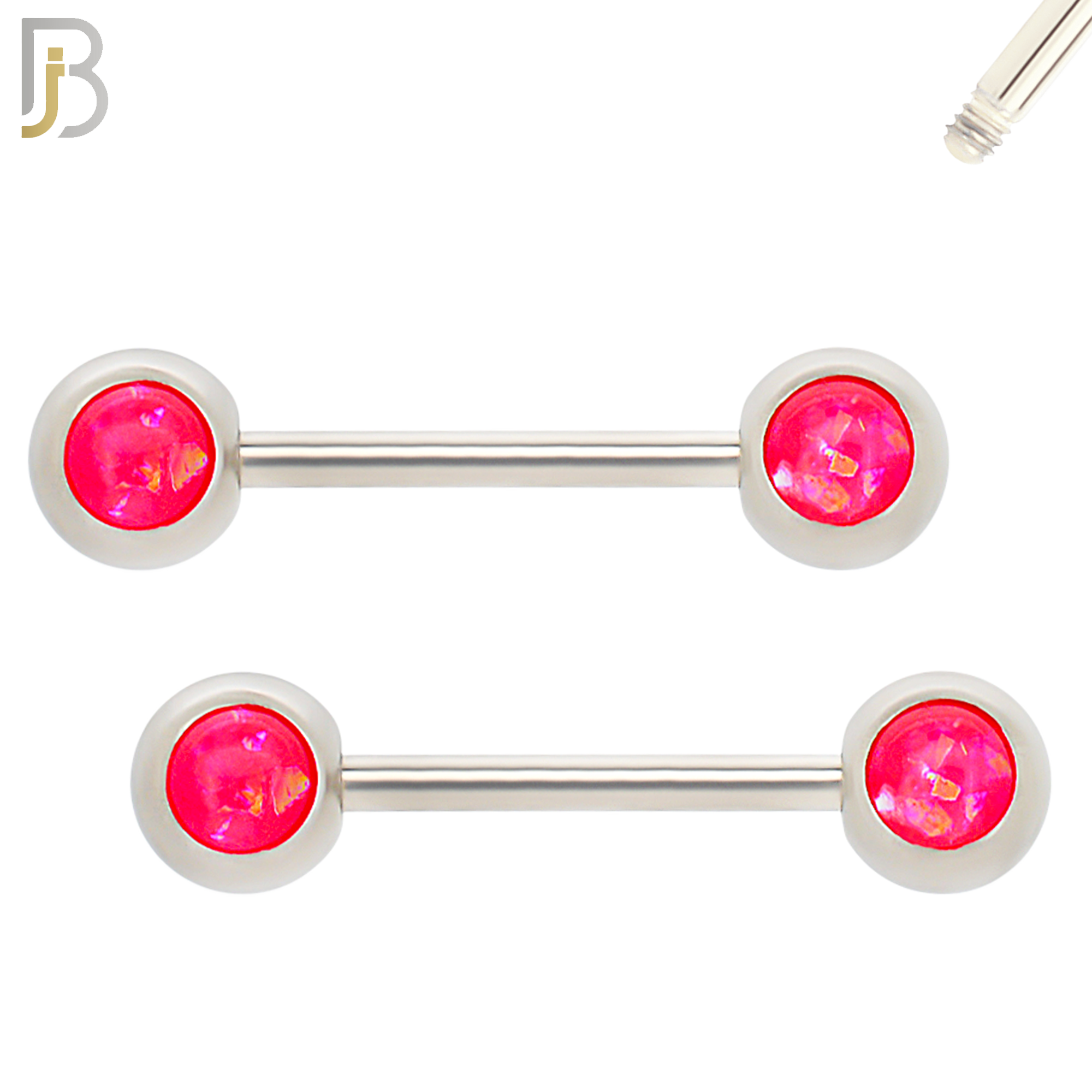 NP15 - 316L Surgical Steel Screw Round Bezel Opal Nipple Ring Piercing image 1