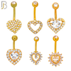 PK-NB17 - 316L Surgical Steel Different Heart Design Banana Belly Ring Pack of 24 image 2