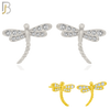 925-ES360 - .925 Sterling Silver Dragon Fly with CZ Stud Earrings image 0