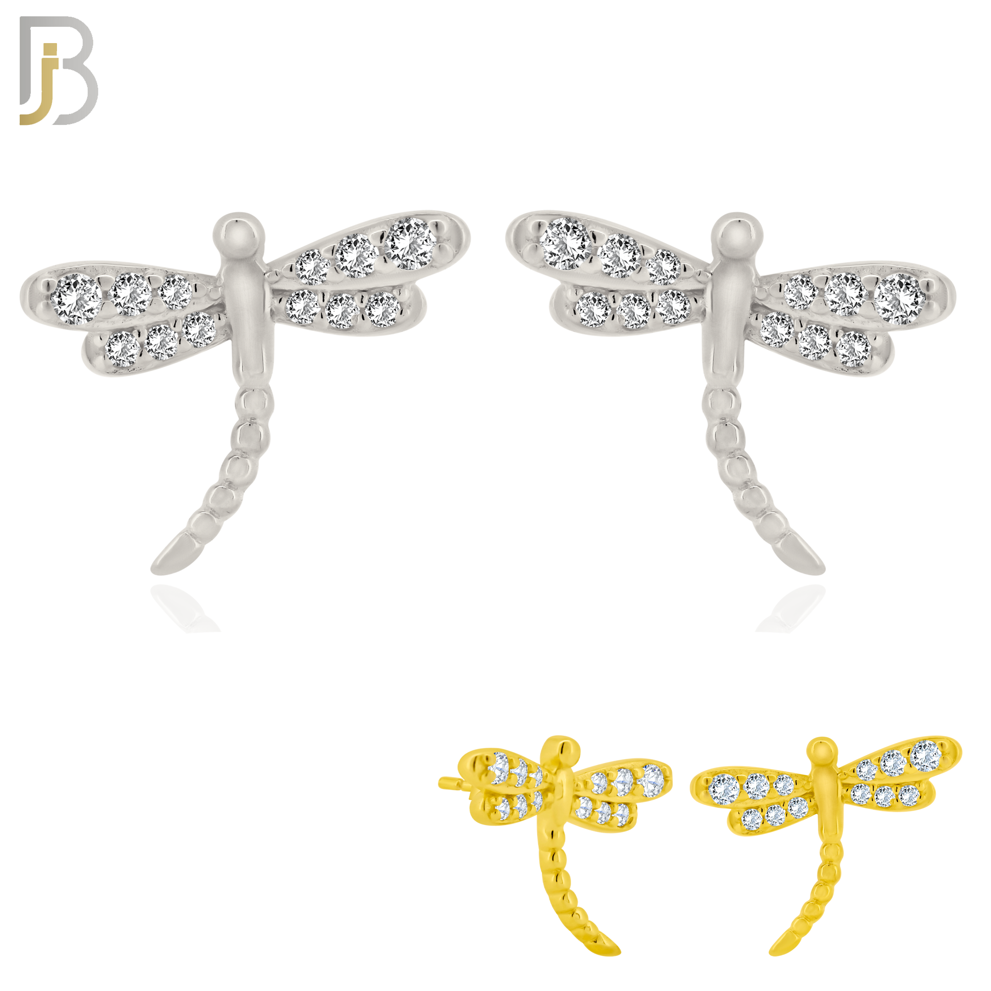 925-ES360 - .925 Sterling Silver Dragon Fly with CZ Stud Earrings image 0