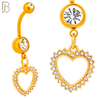 N027  - 316L Stainless Steel Dangling Hollow Spikey Heart with Zircon Design Belly Ring with 4mm Screw Ball image 4