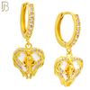 ES497 - 316L Stainless Steel Dangling Virgin Mary Heart Huggies Earrings image 2