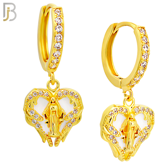 ES497 - 316L Stainless Steel Dangling Virgin Mary Heart Huggies Earrings image 2