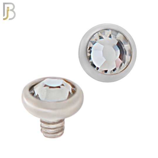 DM01SC - Surgical Steel Dermal Bezel Clear Cubic Zirconia 1.2mm Screw Top (PACK OF 6) image 2