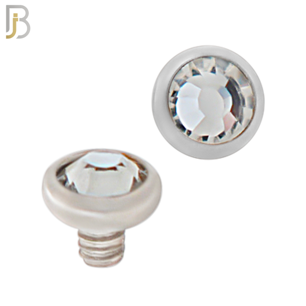 DM01SC - Surgical Steel Dermal Bezel Clear Cubic Zirconia 1.2mm Screw Top (PACK OF 6) image 2