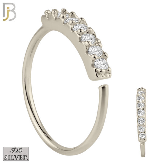 925-CT04 - 925 Sterling Silver 22g Thickness 7 CZ Prong Set Hoops Piercing (Pack of 6) image 0