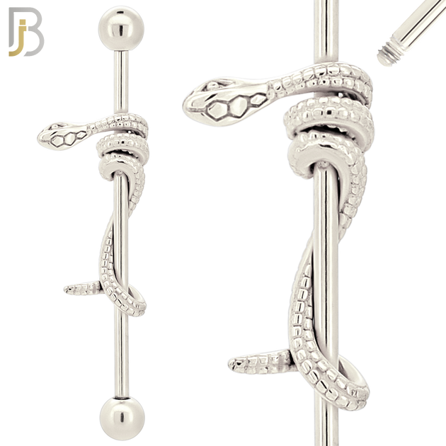 BB74 - 316L Surgical Steel Screw Bar with Snake Design Barbell Industrial (PACK OF 4) image 1