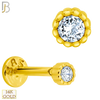 14-LB56 - 14k Yellow Gold 16g Labret with Round CZ Bezel Setting image 0