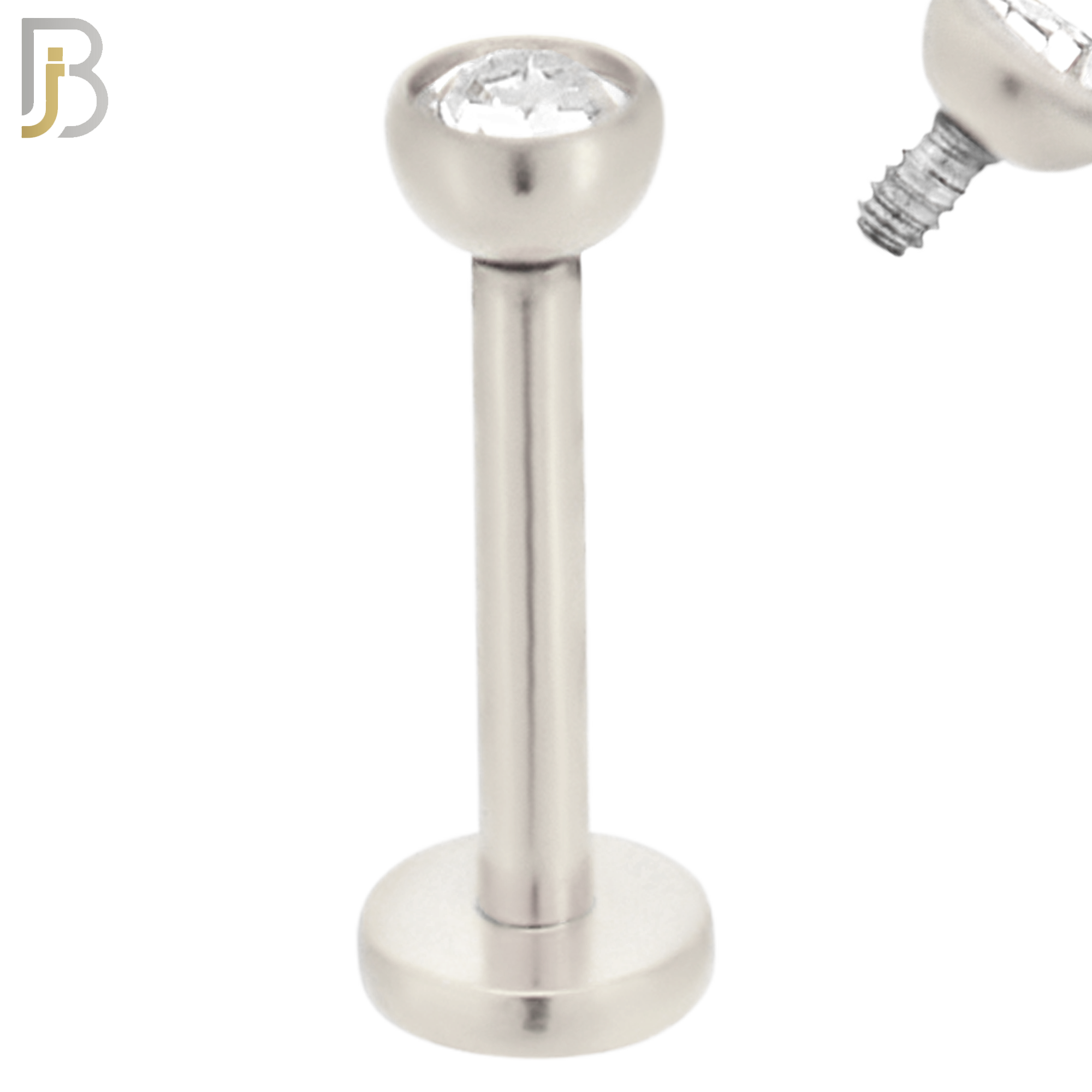 LB07S - 316L Surgical Steel Bar Press Fit Zircon Bezel Monroe Labret Screw Internally Threaded  Flat Back (PACK OF 6) image 3
