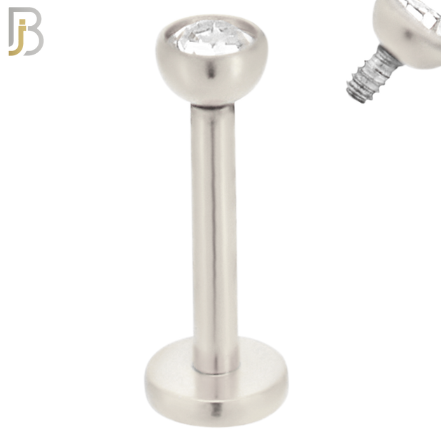 LB07S - 316L Surgical Steel Bar Press Fit Zircon Bezel Monroe Labret Screw Internally Threaded  Flat Back (PACK OF 6) image 3