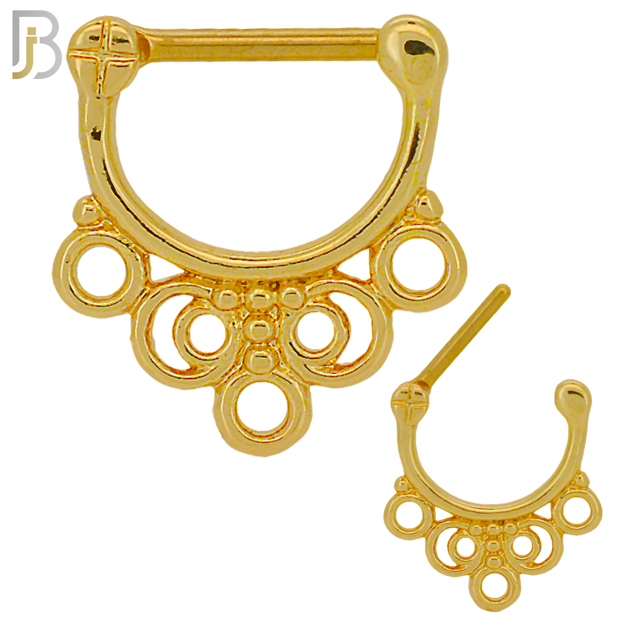 CT85 - 316 Stainless Steel Septum Clicker Gems Nose Rings (PACK OF 6) image 1