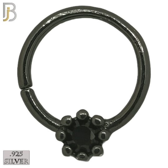 TH03-9 - 925 Sterling Silver 18g Thickness Bezel Set Tragus Hoops Piercing (PACK OF 6) image 2