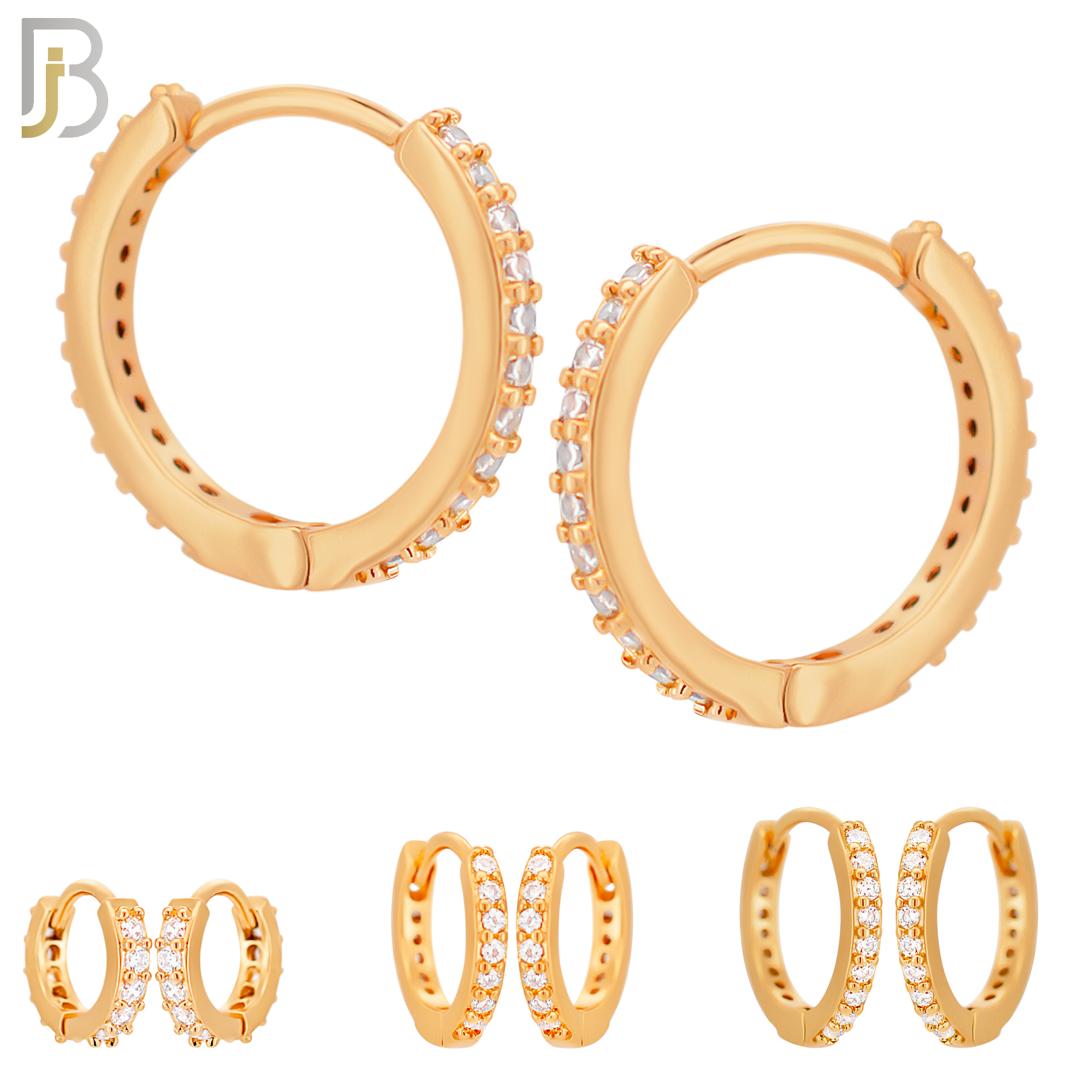 ES02R - 316L Stainless Steel Rose Gold Plated Prong Setting Zircon with 2mm Front Thickness Huggies image 0