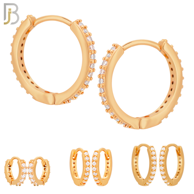 ES02R - 316L Stainless Steel Rose Gold Plated Prong Setting Zircon with 2mm Front Thickness Huggies image 0