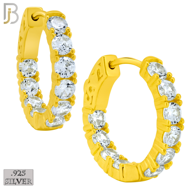 925-ES399 - .925 Sterling Silver Hoop Earrings with Inside and Outside CZ image 1